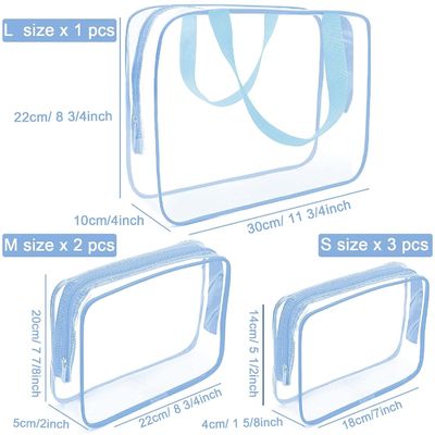 กระเป๋าสะพายเครื่องสําอางใส ชุด PVC ชัดเจน ด้วยซิปเปอร์ จับ การเดินทางที่พกพา